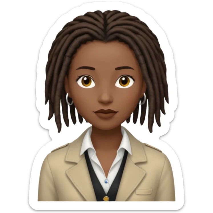 white woman brunette with short hair feminine clothes. And black woman with long dread locks with more masculine clothes sticker