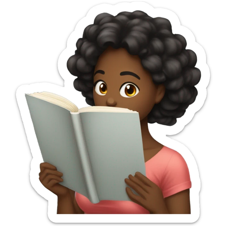 una persona de sexo femenino cabello negro leyendo libros muy real sticker