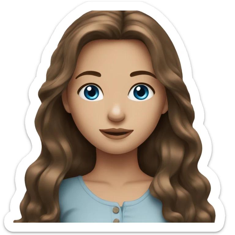 beautiful girl long brown hair , blue eyes sticker