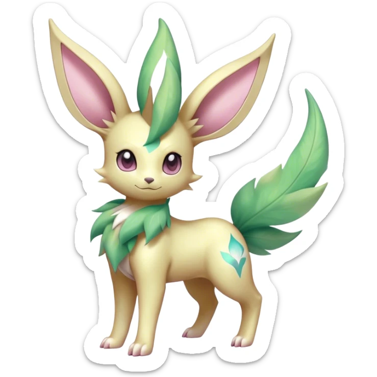 Shiny Cool Sparkly Cute Ethereal Leafeon-Sylveon-Nidorino-Fakemon-hybrid-fusion- full body sticker