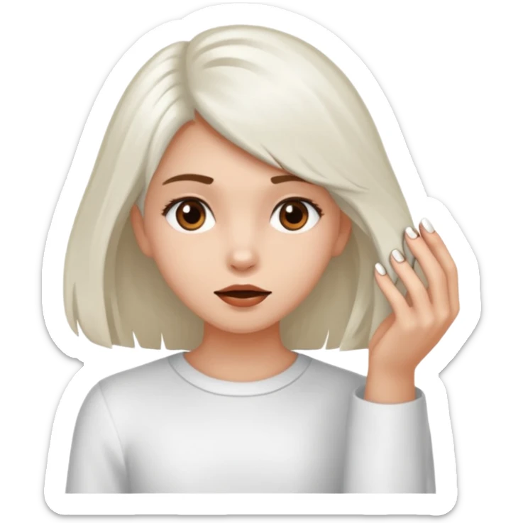 Une fille brune et blanche qui se mord un ongle entre ses dents (l'ongle est coincé entre les deux canines gauche) avec des manières comme si elle draguait qqn sticker