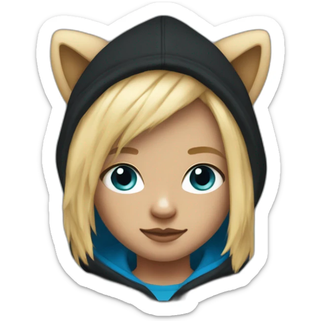 Kid with a black puma hoodie And blue shorts And blonde hair sticker