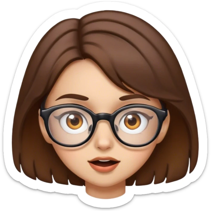 Crazy girl with glasses and brown eyes and brown hair sticker