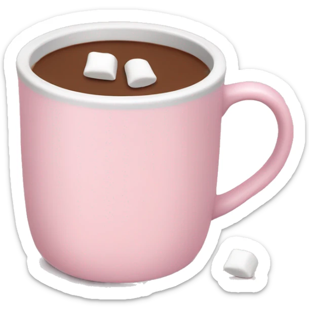Light Pink mug of hot chocolate with marshmallows  sticker