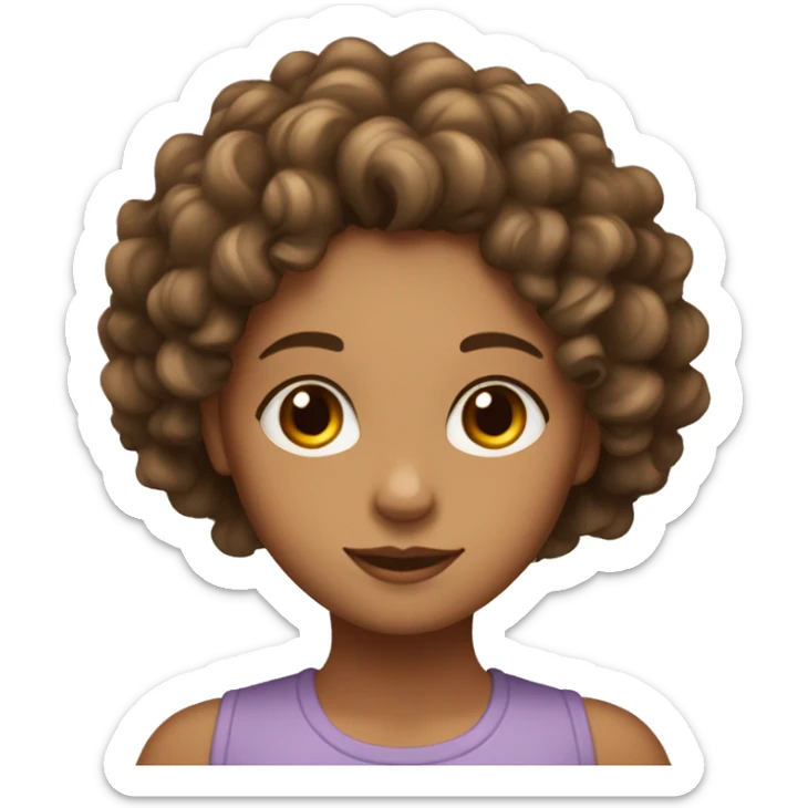 A curly with middle length of hair,bronze tanned girl with brown eyes and log eyelashes sticker