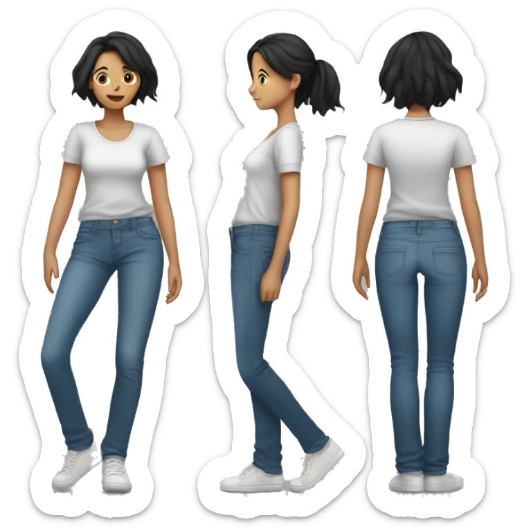 girl with black hair and baggy jeans with baggy shirt sticker
