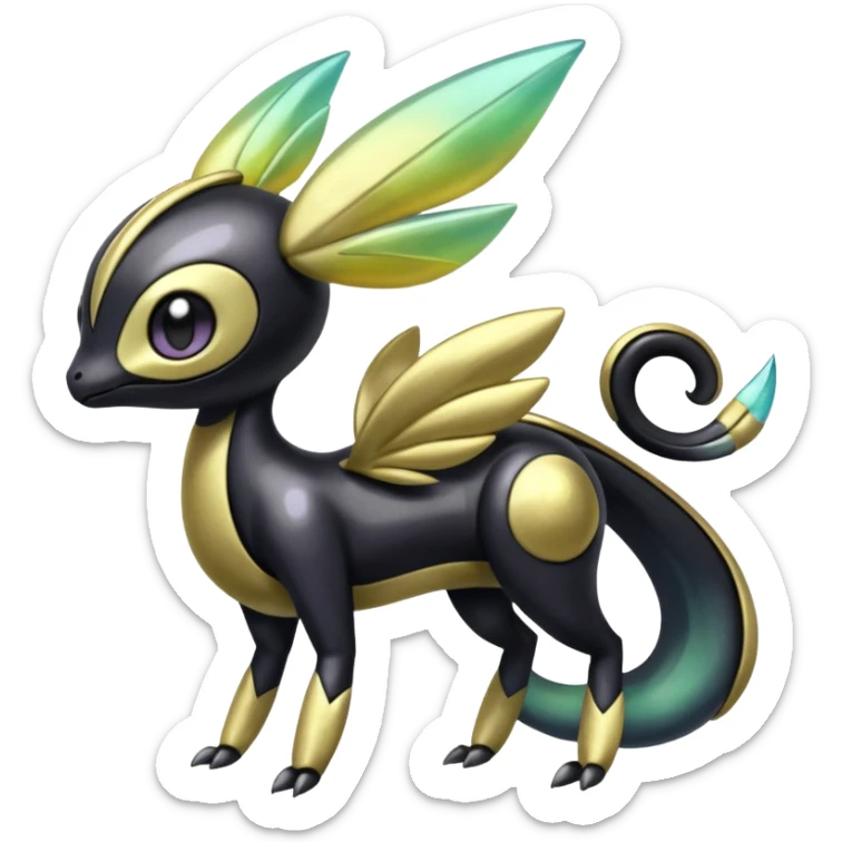 Shiny glossy melanistic oily Meloetta-Giratina-Noibat-Pokémon-Fakémon-fusion-hybrid-creature sticker