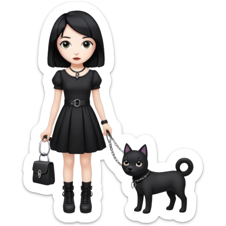 Homme 4 pattes fille Gothique derrière qui le tien en laisse  sticker