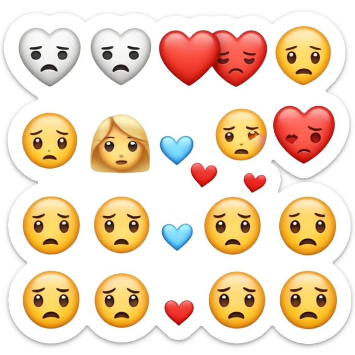 make emoji that contains of feel love, hurt, dissapointment and trust sticker