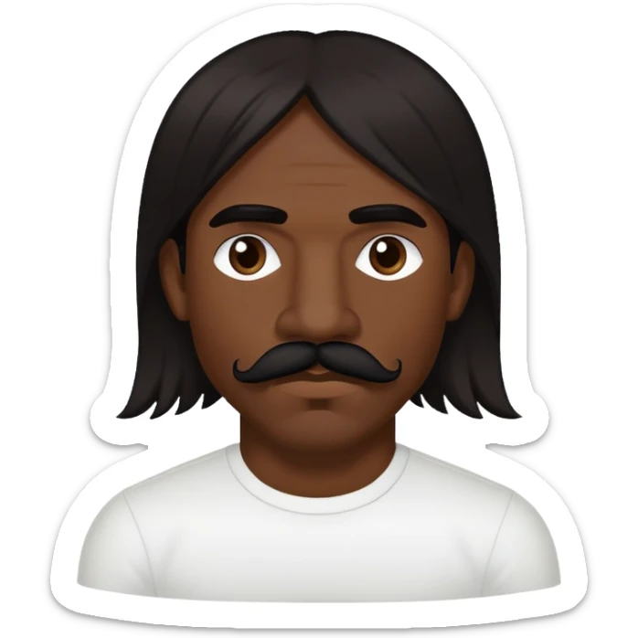 portrait of a man with long dark hair and mustache, inspired by Anthony Kiedis sticker