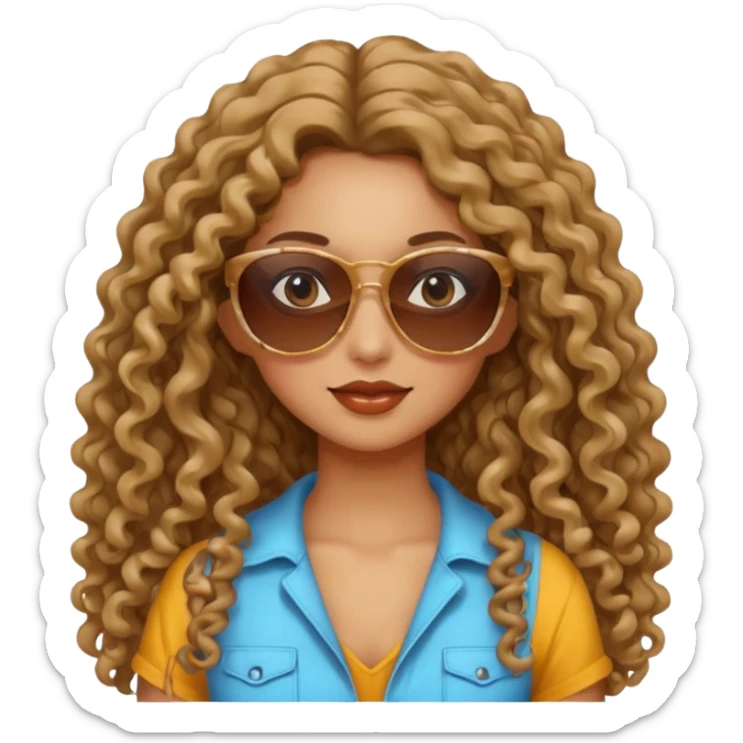 Biker Gang with Sunglasses,girl, long curly hair, sunglasses sticker