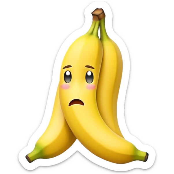 A sad banana emoji with a frown, vibrant and colorful style. sticker
