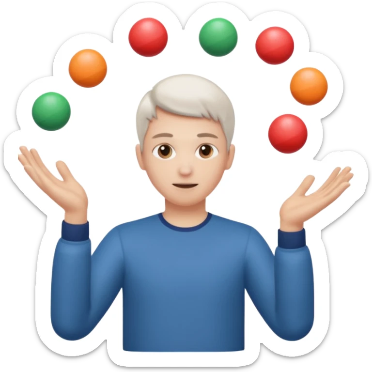 person mimicking juggling with hands in front of them but without the balls sticker