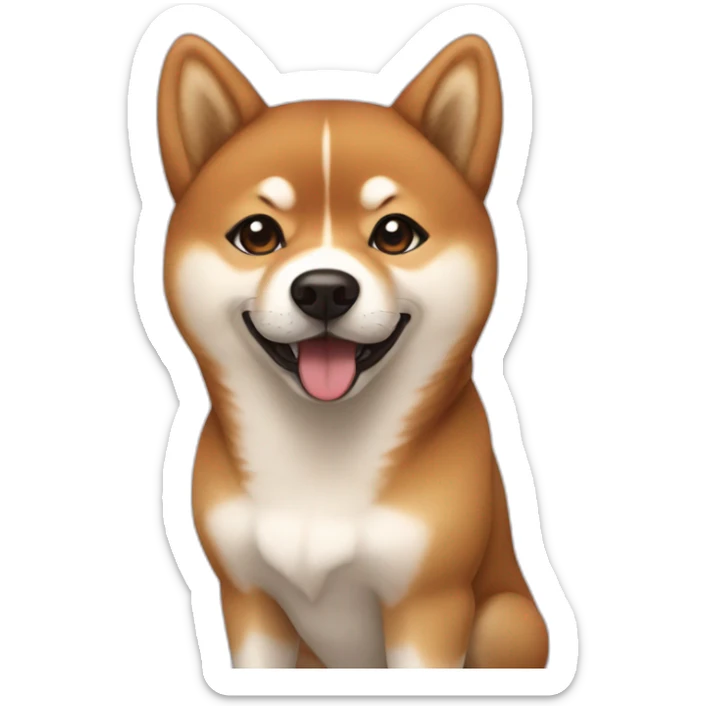 Cute Shiba-dog with her their mistress, a woman with brown and curly hair sticker