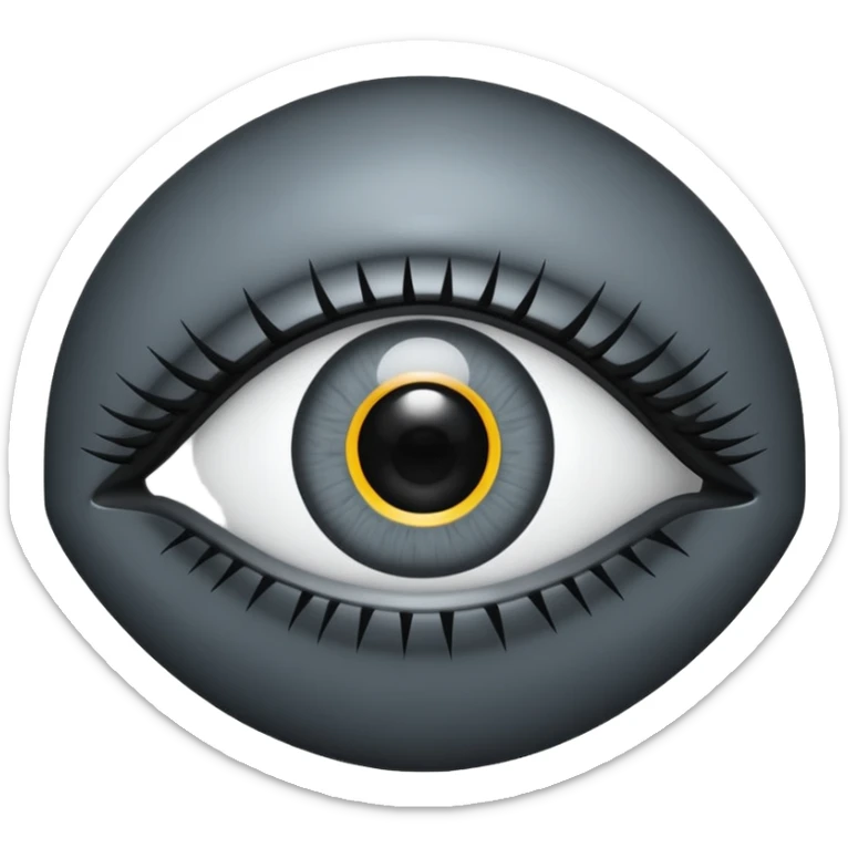 Minimal emoji, gothic futuristic eye, cold grey sclera, pupil replaced by a solid black number 8, occult cyber aesthetic, sharp clean lines, flat emoji design, centered, transparent background sticker