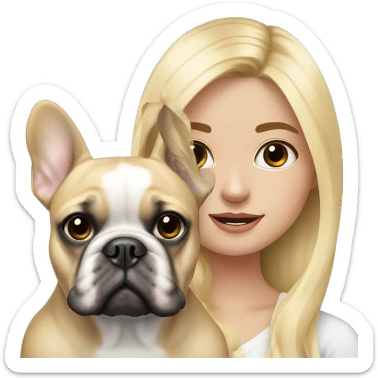 Long hair Blonde girl with black/white French bulldog sticker