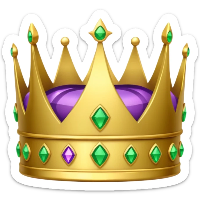 crown emoji, simple, gold, shiny, with green and purple jewels sticker