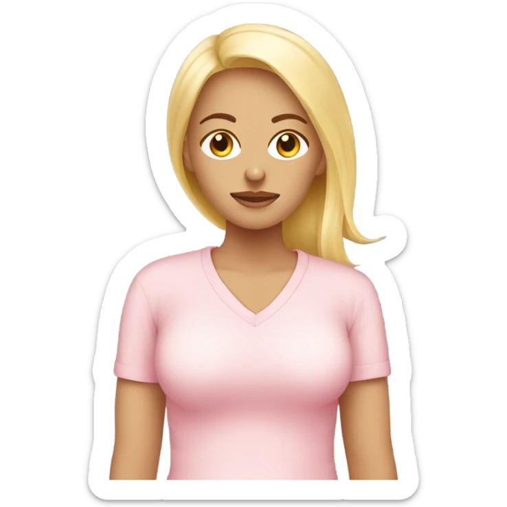 postpartum pain. blonde woman. light pink shirt sticker