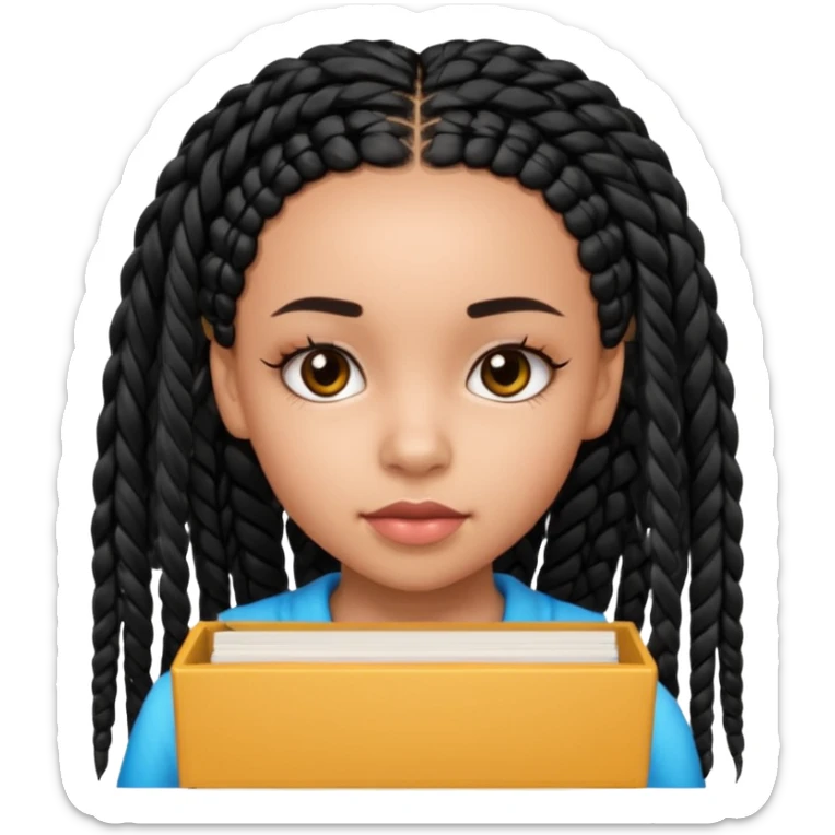 Teen light skin girl with black box braids and long lashes  sticker