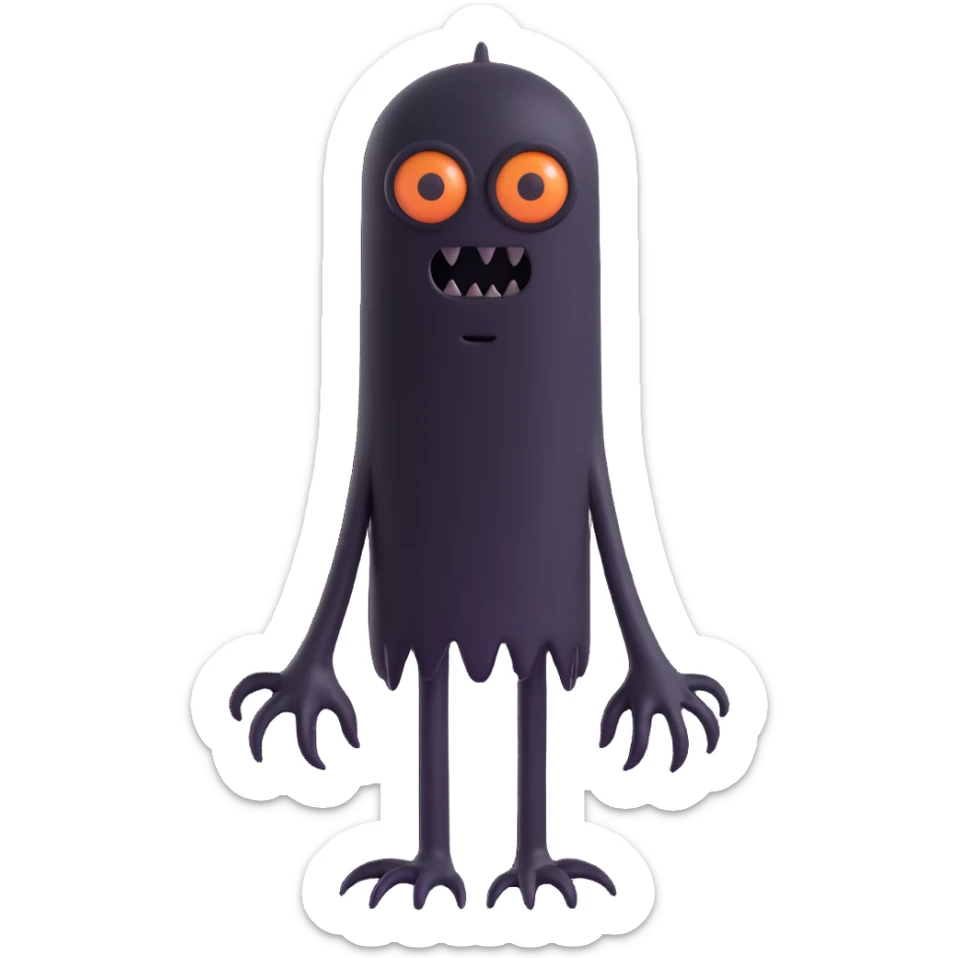 emoji of a tall, faceless black monster with elongated limbs, unsettling and dark, no text sticker