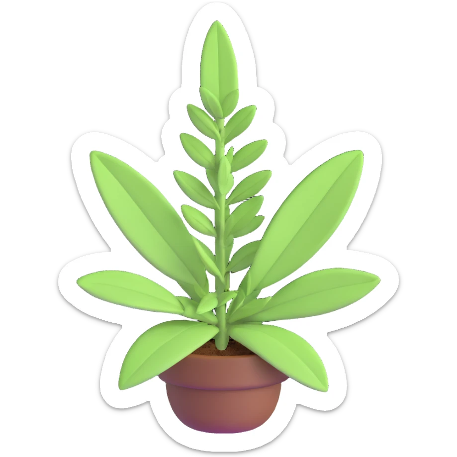 Enhance the Salvia nemorosa (woodland sage) emoji to be more three-dimensional and voluminous with pronounced depth, shadows, and highlights, maintaining the 3D iOS emoji style and transparent background. sticker
