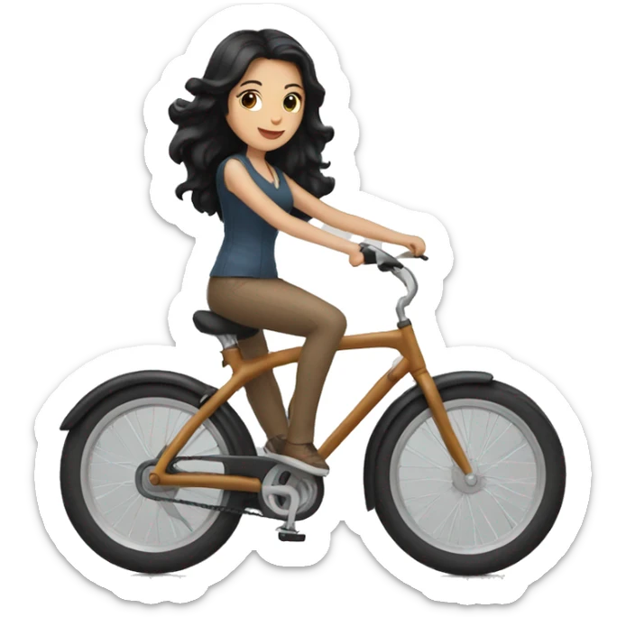 white girl with black hair riding a bike sticker