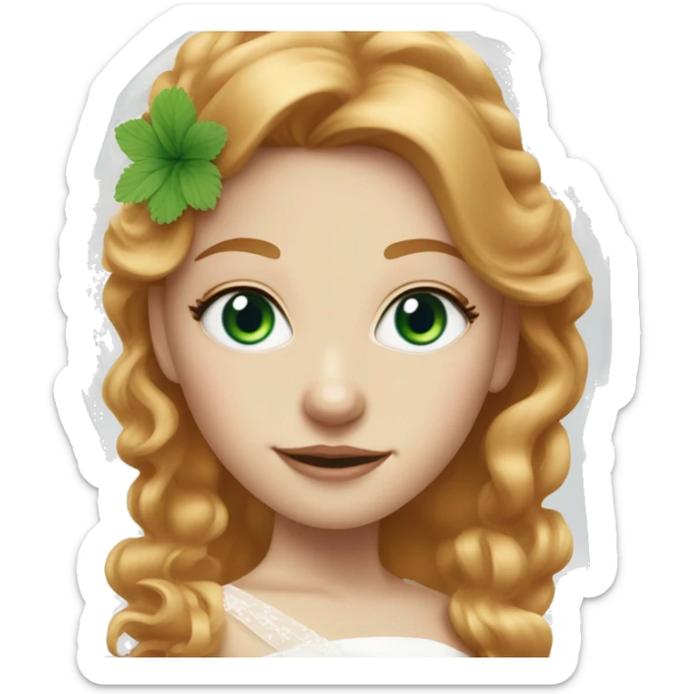 Strawberry blonde girl with a green eye and a blue eye as a bride sticker