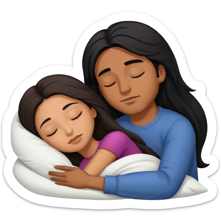 Brown Latino man with long black hair sleeping with brown hair Filipina sticker