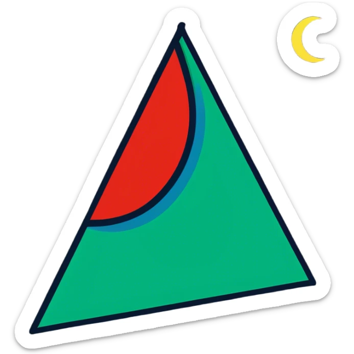 bir tane kırmızı üçbucak reng o uçbucakın sol tarafının yukarısı mavi aşağısı yeşil kırmızında tam ortası ay ve yıldız amma yıldız 8 köşeli sticker