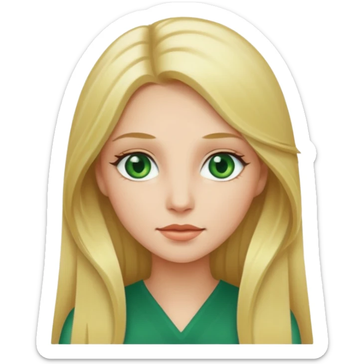 Woman with green eyes  and long blonde hair  sticker