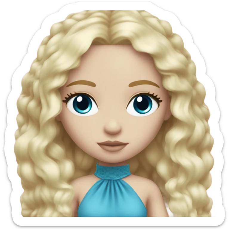 ocean blue doll eyes, blonde hair, feminine, pink, girl, angelic sticker