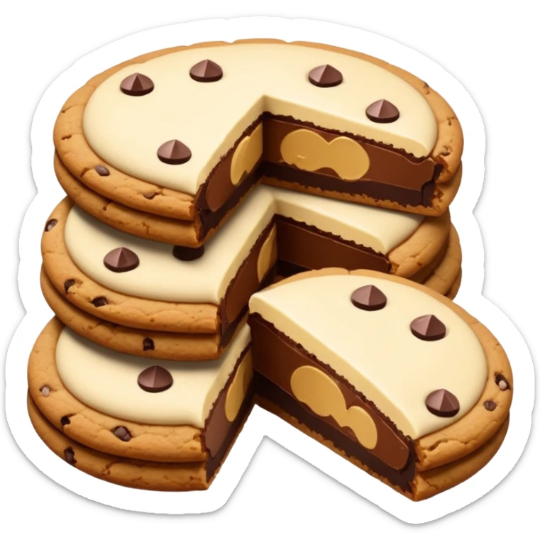 cookie with chocolate and some pices of kinder in a recipe of alumin sticker