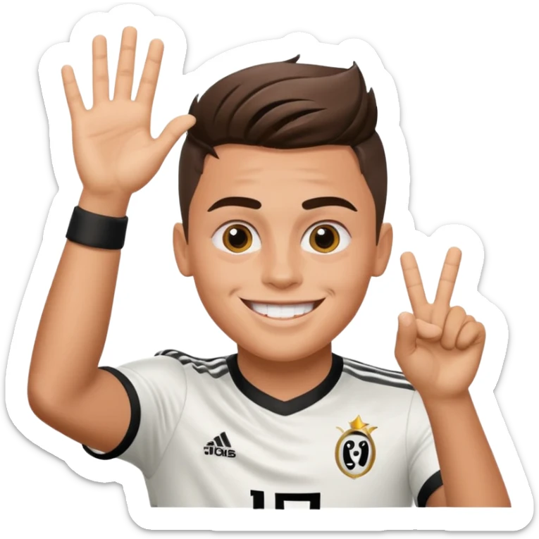 Paulo dybala celebnration  but emoji like whti emoji face and hand sticker