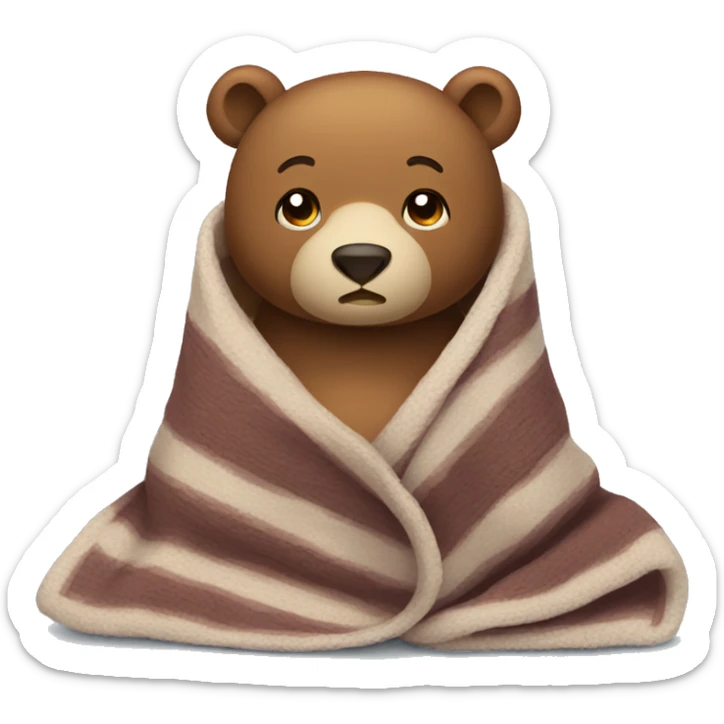 bear cozy in blanket sticker