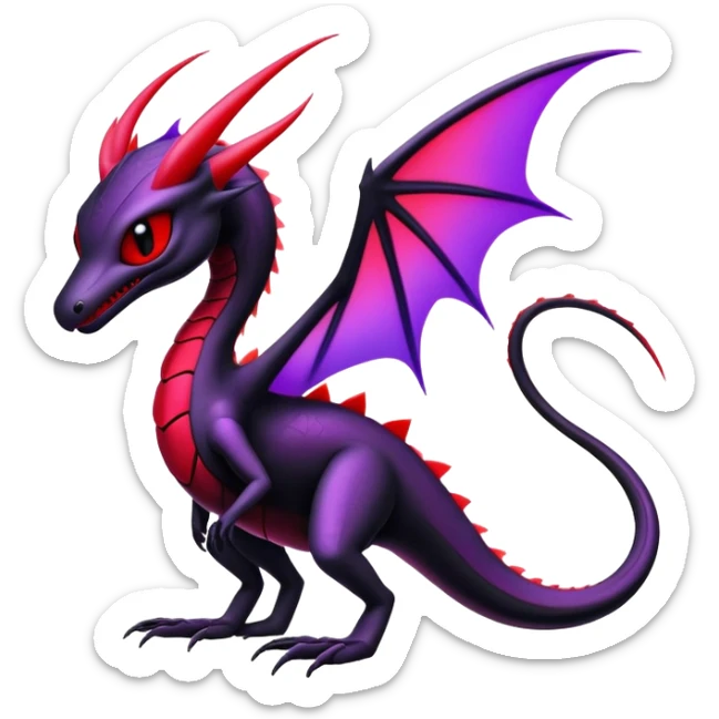 Colorful Neon Black and red and purple Gothic Edgy Tropical Flygon-Aurorus-Salandit-Salazzle-Amaura-Hybrid-Creature sticker