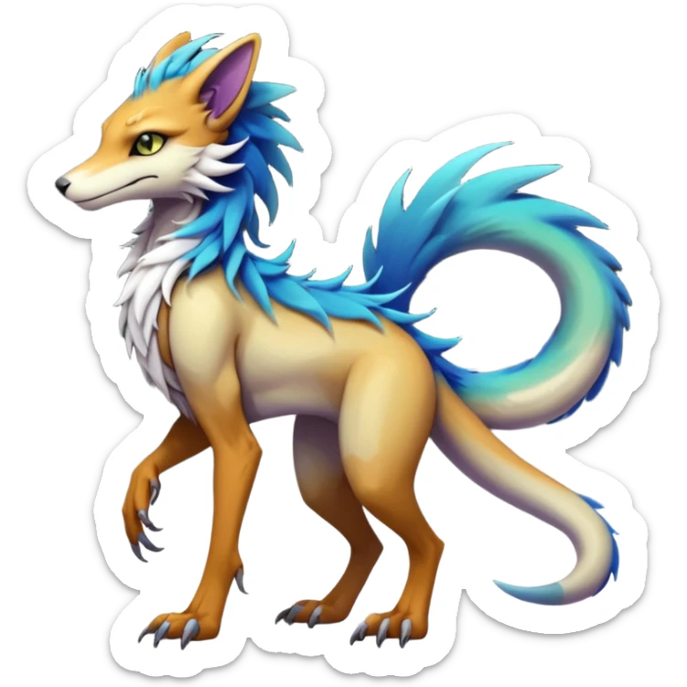 badass elegant wild beautiful natural badass futuristic epic exotic anthro modern furry cyborg-sergal-vernid-creature, full body, gradient pretty hair, with a long tufted tail, aesthetic, art by LiLaiRa, art by art by Falvie sticker