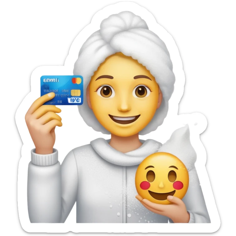 Happy emoji with creditcard in hand and a pile of powder sticker