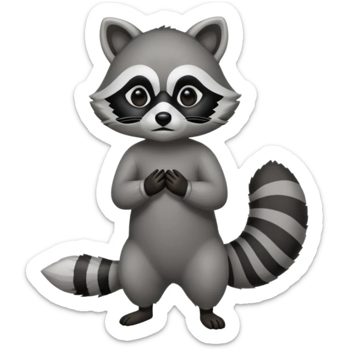 Create a single emoji of a Raccoon in full body, shown at a slight side angle in a natural, characteristic pose. Cute and stylized like an emoji, but clearly recognizable
 sticker