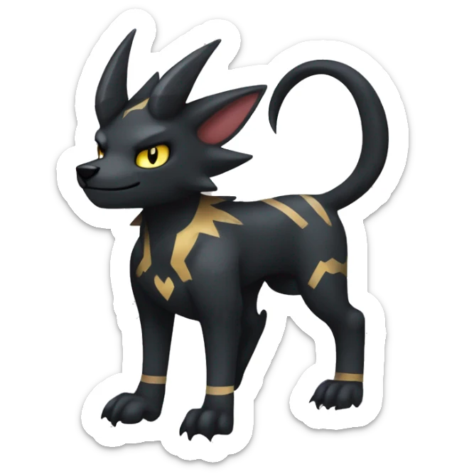 Cool Edgy Houndoom-Luxray Fakémon Digimon with Edgy markings, full body, outlined sticker