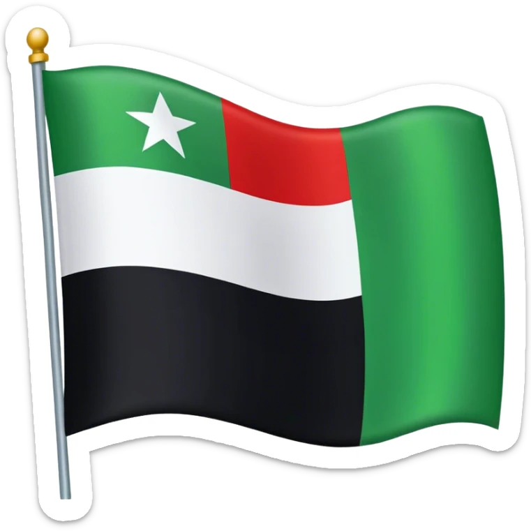 Flag of a Green-White-Black tri color with 3 red stars on the center sticker