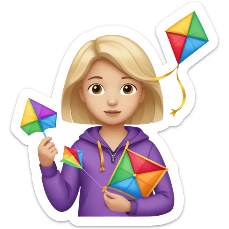 little girl kid holding kite in front of her chest sticker