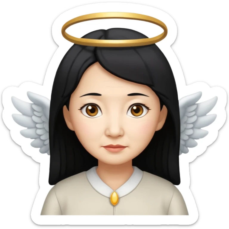 Angel Old Lady with wings black hair asian  smaller eyes sticker