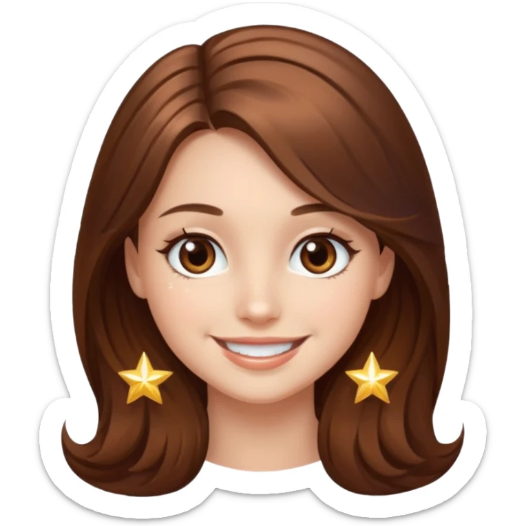 beautiful girl with long and brown hair and brown eyes with sparkles by herside sticker