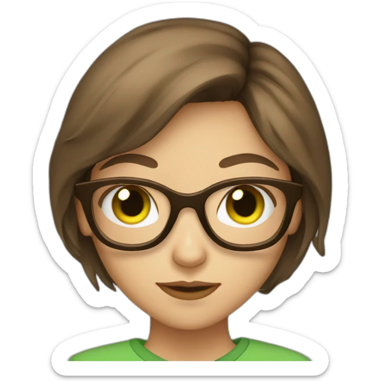 brown haired green eyed teenager girl with glasses sticker