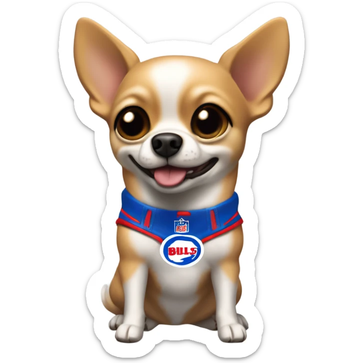 Smiling Buffalo bills golden chihuahua no white fur with speech bubble saying Touch Down! sticker