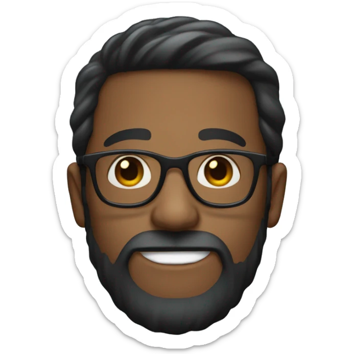 I created an emoji of a dark-haired person with straight hair, wearing glasses and a big beard sticker