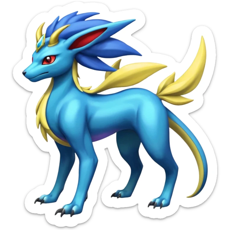 Shiny Dark Edgy Suicune-Salamence-Manectric-Aurorus-Fakémon-hybrid-creature (full body)  sticker