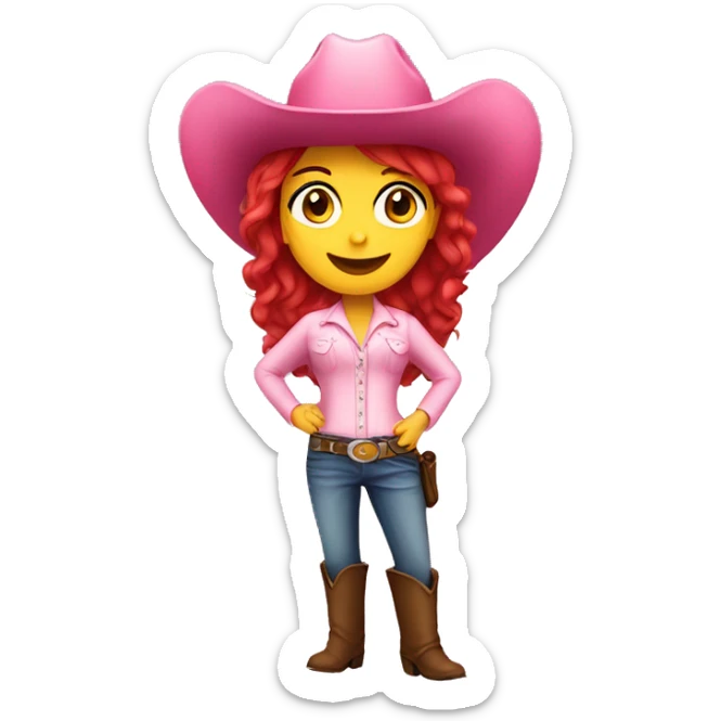 clearly red hair singer girl in pink cowboy hat sticker