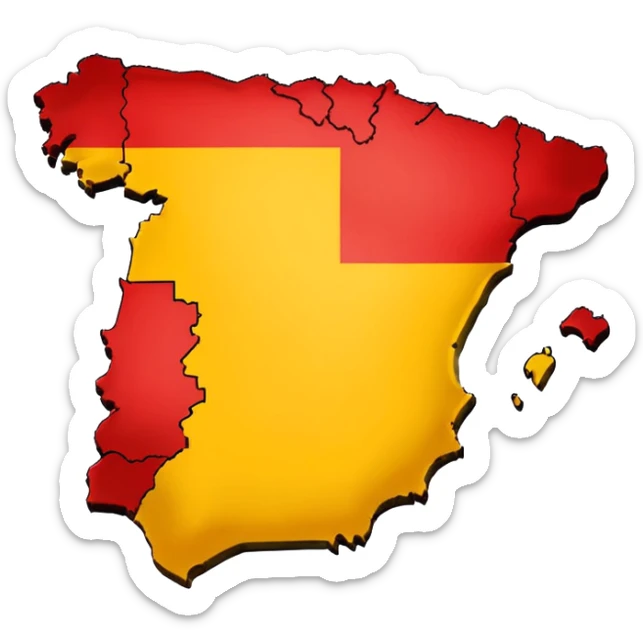 simple map of Spain (the country) in red and yellow emoji sticker