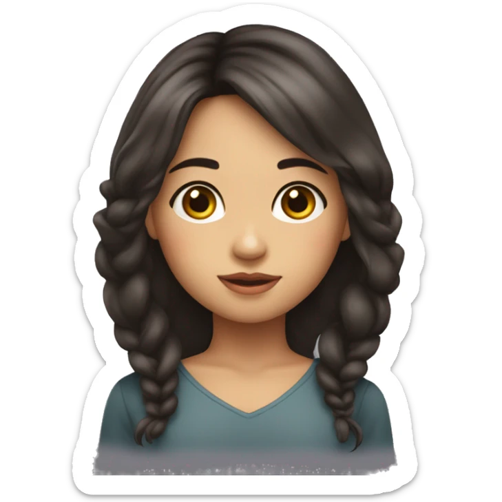 niña cabello lacio con ojos y pestañas grandes con moño cuerpo completo sticker